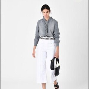 Isabel Marant Etoile Ruffle Trimmed Lawendy Blouse‎ in Grey Sz 42